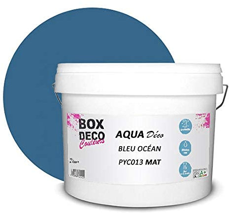 BOX DECO COULEURS Peinture murale acrylique aspect mat Aqua Déco - 10L, Bleu Océan