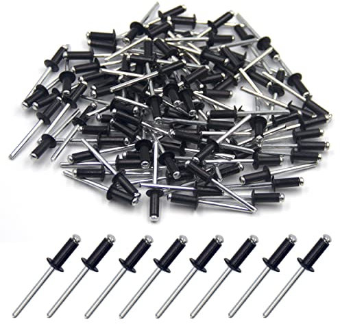 BESTYCHAO Lot de 100 rivets aveugles en aluminium 4.8 x 12.7mm avec extrémité ouverte, lot de 100 (Noir)