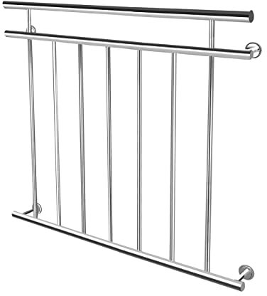 UISEBRT Barandilla de acero inoxidable para balcón francés, barandilla para ventana, exterior, barandilla de balcón, barandilla de terraza (100 x 90 cm)
