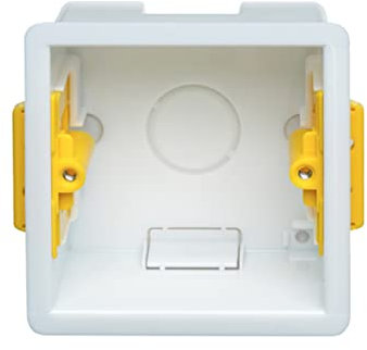 Single 1-Gang 47mm Dry Lining Back Box Electrical Wall Knockout Recessed Flush Mount Deep Pattress Dry Lining Partition Walls Switches Sockets Fused Spur Euro Module Faceplates - Yellow