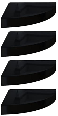 vidaXL Eck-Schweberegale 4 Stk. Hochglanz-Schwarz 25x25x3,8 cm MDF