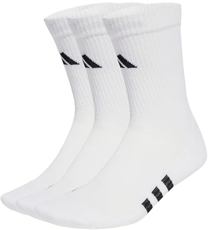 adidas Unisex Performance Cushioned Crew Socks 3 Pairs, White/White/White, 37-40