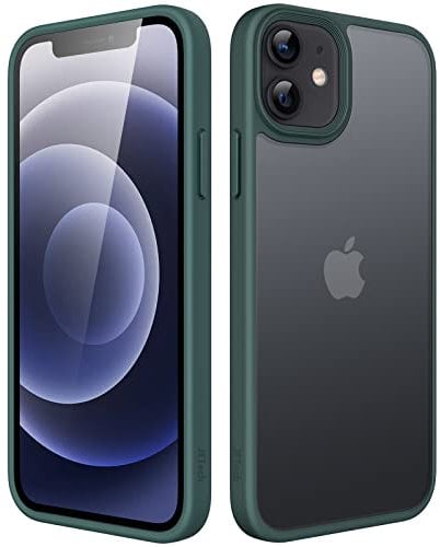 JETech Matt Hülle für iPhone 12/12 Pro 6,1 Zoll, Stoßfest Militärstandard FallSchutz Handyhülle, Mattierte Durchscheinende Rückseite Schutzhülle, Anti-Fingerabdruck (Dunkelgrün)