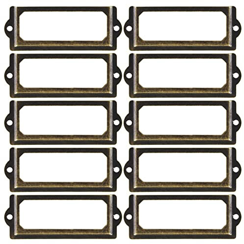 Suiwotin 30 Stück Metall-Etikettenhalter, Retro-Bronze-Metall-Bibliotheksanhänger, Aktenschubladen-Etikettenhalter, Schraubschrank, Regalanhänger, Namensschild, Etikettenhalter (83 mm x 30 mm)