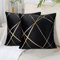 Groß Schwarz Samt Kissenbezüge 50x50CM 2er Set Golden Geometrie Dekokissen Kissenhülle Sofakissen Couchkissen Dekorative Kissen Kissenbezüge Moderne Zierkissen Bezug für Schlafzimmer Sofa Bett