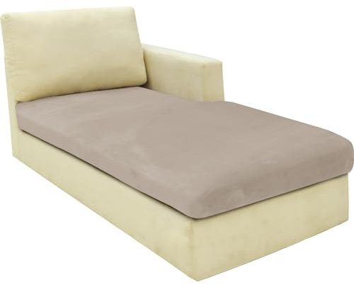 CHELZEN Samt Sofa Sitzkissenbezug, Hochelastischer Sitzbezug, Stretch Sofasitzbezug Schonbezug Schutz Sofabezug L-förmiger Ecksofas für Wohnzimmer (Chaiselongue, Khaki)