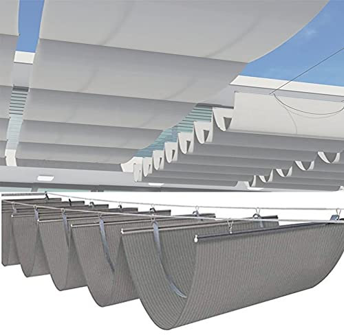 Pergola Rétractable Pour L'extérieur Store À Voile À Vagues Coulissant Sur Fil D'acier Pour Pergola Cadre Coulissant Sur Câble Vague Abat-jour Toile D'ombrage Voile D'ombrage ( Couleur : Gris clair ,