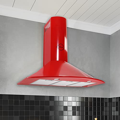 Gurari GCH C 046 RD 9 + aire ambiente - 90 cm - 1000 m³/h - Campana extractora de pared de lujo fabricante Gurari - 3 velocidades - 1000 m³/h - LED - Campana metálica rojo
