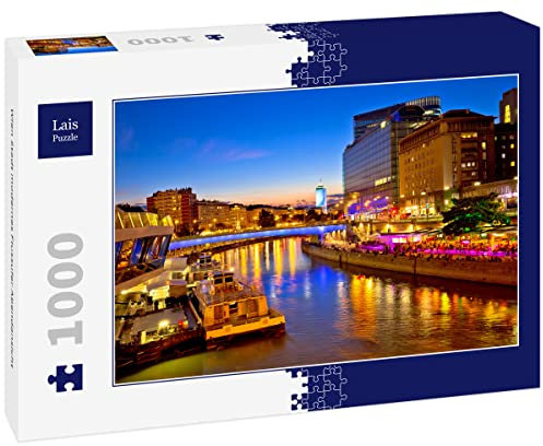 Lais Puzzle Wien Stadt modernes Flussufer Abendansicht 1000 Teile