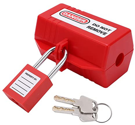 Power Safety Lockout Kit, Power Lockout Device, Electrical Lock, with 38mm/1.5in Long Padlock, for Air Conditioner TV Industry Chemistry (Small Lock Box + 38mm Padlock)