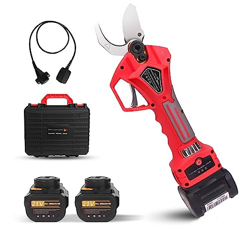 Soojook 32mm Akku Astschere, 2× 21V 2A Elektrische Gartenschere, Anti-Schnitt Elektrische Astschere für Rose Garten