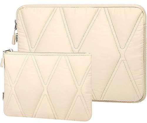 Voova Puffy Laptop Sleeve Carry Case 13-13.6 Inch Compatible with MacBook Air 13 M1/M2/M3/M4, MacBook Pro 13, IPad Air/Pro 13, Computer Cover Bag with Accessories Pouch,Apricot