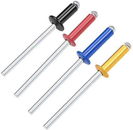 Verbindungselemente, Nieten, Schrauben, Bolzen, Muttern, Nieten, 200 Stück, Aluminium-Blindnieten, 1/8 Zoll x 23/64 Zoll, Kuppelkopf, blind, 5–7 Spalt, robust und langlebig (Stammlänge: Bule) (Größe: