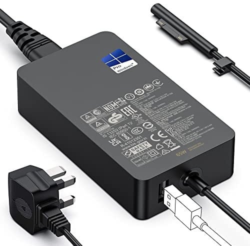 Surface Pro Charger,65W Surface Charger for Surface Pro 3/4/5/6/7/7+/8/9, Surface Laptop 1/2/3/4/5/6/7, Surface Book 1/2/3, Surface Go 1/2/3/4, Surface LaptopGo 1/2/3, Surface Laptop Studio
