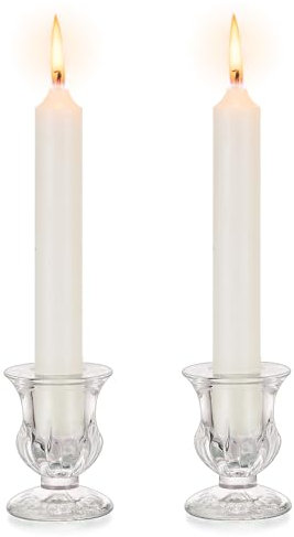 Inweder Portavelas de Vidrio Moderno Candelabro: Juego de 2 Piezas Porta Velas Cónicos Soportes para Velas Transparentes Portavelas Pequeño Granel para Boda Navidad Evento Decoración del Hogarr