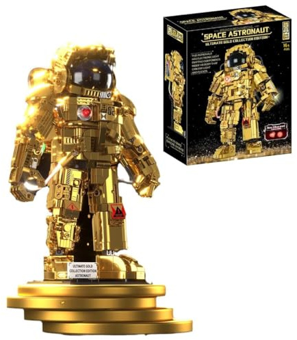 Tirff Space Astronaut Bauspielzeug, 990 Klemmbausteine Weltraum-Spielzeug Bauset mit Displayständer, Sammlerstück zum Ausstellen Modell für Teenager und Erwachsene, Kompatibel mit L*go