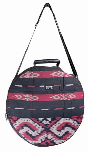 Shamandrum Tasche aus Ikat ROT Ø 45 cm für Schamanentrommel Rahmentrommel - im MYSEVENDO Set - Rund Ritual Drum Trageriemen