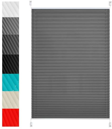 Pleated Blind Klemmfix No Drilling 35 x 30 cm Blackout Thermal Easy Fit Blinds No Drilling Includes All Assembly Parts For Windows Doors Shades, Dark Grey