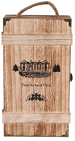 GROCKSTR Caja de madera vintage para 2 botellas de vino tinto, soporte de exhibición para fiesta de cumpleaños