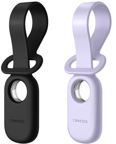 Fintie Schutzhülle Kompatibel mit Samsung Galaxy Smart Tag 2, [2 Stück] Kratzfeste Silikon SmartTag2 Hülle für Hunde/Schlüssel/Telefon/Rucksäcke/Gepäck, Schwarz+Lila