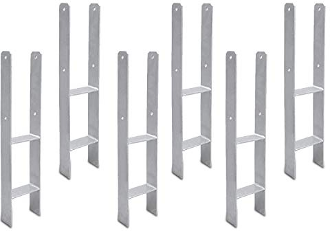 Cecaylie Pfosten H-anker Materialstärke 5mm Stahlträger 6 Stück Pfostenschuh H-Pfostenträger 91x600mm Träger Anker Carports Träger Anker