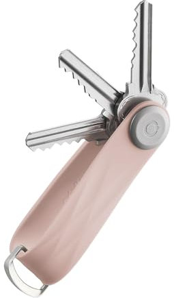 Orbitkey Aktiver Schlüssel-Organizer, wetterbeständig, Verriegelungsmechanismus aus Edelstahl, schlankes und leises Profil, Altrosa