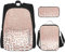 SUHNGE Rucksack mit Totenkopf- und Blättermuster, 3-teilig, mit Lunch-Tasche, Federmäppchen für Mädchen, Mittelschule, Roségold Glitzer, Einheitsgröße