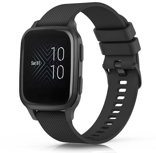 Tobfit Cinturino per Garmin Venu Sq Music, 20mm Cinturino in Silicone Sportivo per Garmin Venu Sq 2 Music/Venu Sq 2 /Venu Sq/Venu/Venu 2 Plus (1Nero)