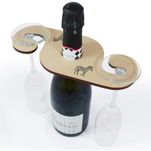Azeeda 'Zebra' Wooden Wine Glass/Bottle Holder (GH00068785)