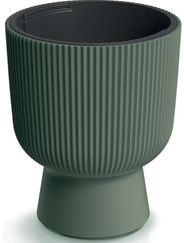 TRANS - PAL Large Flower Pot Planter Round Garden Plant Pot Indoor Outdoor Rust-Resistant Plant Container 38 x50 cm RoundPlant Pots Outdoor Round Garde (GREEN)