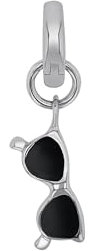 Amor Charm 925 Sterling Silber Damen Charms, 2 cm, Schwarz, Sonnenbrille, Kommt in Schmuck Geschenk Box, 2038520
