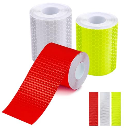 3 Rotoli Nastro Catarifrangente Adesivo Strisce Catarifrangenti Adesive 3 m X 5 cm Nastro Riflettente Notte Promemoria di Sicurezza Riflettente ad Alta Intensità per Automobili Veicoli e Trattori
