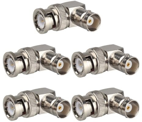 Futheda 5PCS BNC-Stecker auf BNC-Buchse Winkeladapter 90-Grad-HF-Koax-Adapter kompatibel mit Überwachungskameras Verlängerungskabel CCTV 2G 3G 6G HD SDI Video Transmitter Verlängerung Kabel Switcher