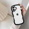 QLTYPRI Compatible with iPhone 16 Case, Cute Curly Wave Frame Clear Case for Girls Women, Transparent Soft Silicone TPU Bumper Shockproof Protective Cover for iPhone 16 - Black