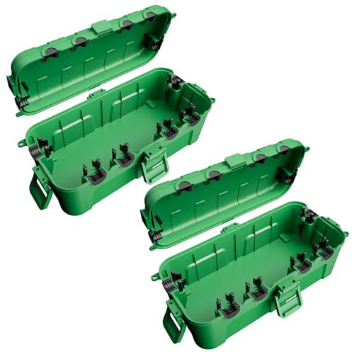 【2er Set】 RESTMO Medium wasserdichte Kabelbox für den Außenbereich, IP54 wasserdicht, Wetterfeste Kabelbox, Schutz von Verlängerungskabeln, Steckdosenleisten und Winkelsteckern(29cm×13,2cm×10)-Grün