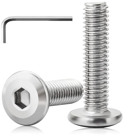 CYLBAQ Lot de 20 vis à tête plate M6 x 20 mm - Vis à tête hexagonale M6 x 25 - En acier inoxydable A2 V2A - Filetage complet - Avec clé hexagonale