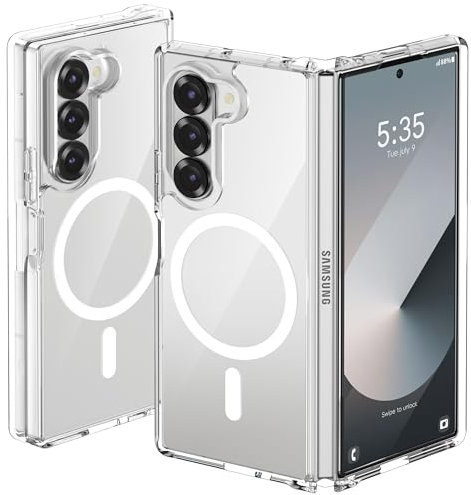 ORETECH für Samsung Z Fold 6 Hülle Kompatibel mit Mag-Safe, Magnetische Handyhülle,Transparent Harte PC Stoßfest Kratzfest Schutzhülle für Samsung Galaxy Z Fold 6 Case,Durchsichtig