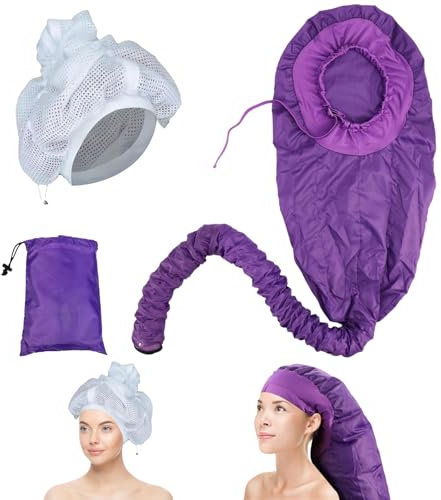 Dzmuero Trockenhauben für haare, Trockenhaube, Trockenhaube für locken, mit Haartrocknernetz, tragbare Haartrockner-Trockenhaube, Haartrockner mit langem Schlauch, zum Trocknen, Heizen, Stylen (Lila)