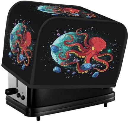 Toaster Cover 4 Slice Toaster Cover Red Octopus in Space Stain Resistant Kitchen Small Appliance Cover Machine Washable Women Gift