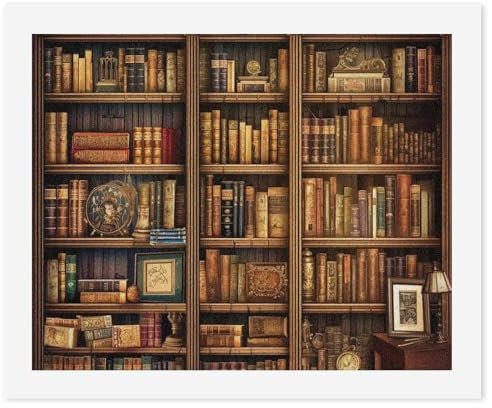 Bibliotheks-Bücherregal, Buch, digitale Malerei, personalisiertes Malen nach Zahlen aus Fotos, digitales Ölgemälde-Set mit Pinseln, Malen nach Zahlen für Anfänger, Wanddekoration für Zuhause