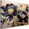 Feeby Leinwand Bilder - Schwarze Pfingstrose Blume Natur - Vlies 120x80 cm - Deko Wohnzimmer - Wandbilder Schlafzimmer - Deko Aesthetic - Wand Deko - Leinwand Groß - Deko Zimmer - Leinwandbilder XXL