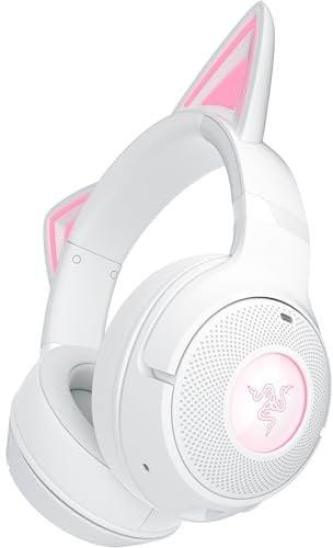 Razer Kraken Kitty V2 BT - Kabelloses Bluetooth RGB Headset mit Kitty Ears für Gaming und Streaming (325g, Triforce 40mm Treiber, Bluetooth 5.2, Noise-Cancelling-Mic, 40 Stunden Akku) Weiß