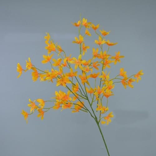 Wunderschönes, fliederfarbenes Hochzeitsblumenarrangement, künstliche Oncidium-Orchidee, einzelner Zweig (orange)