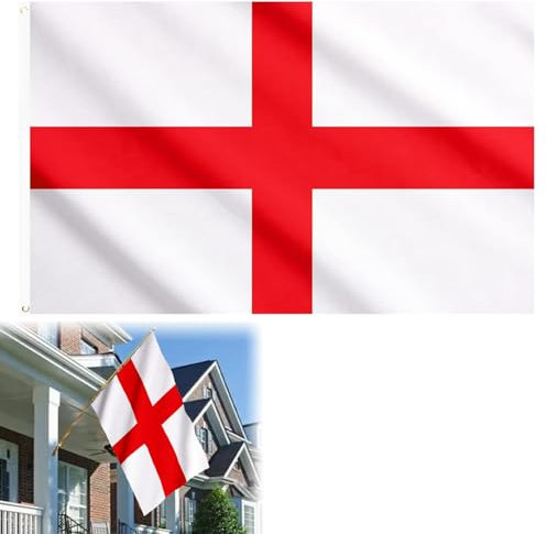 Republik England Nationalflagge, England Flagge 150 x 90 cm, Tricolour Banner, George's Cross Flaggen Doppelseitig mit Messingösen, für den Außenbereich Party Deko