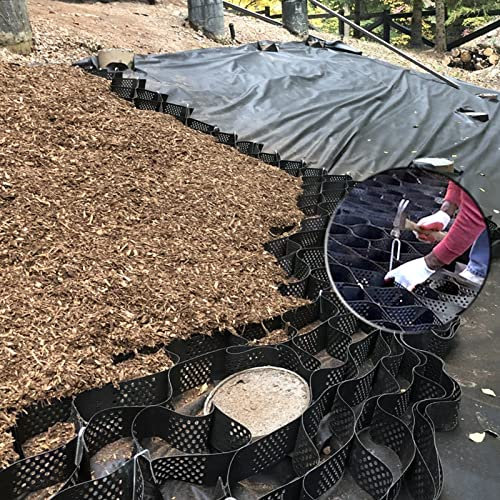 Flexibler Kiesgitter-Stabilisator für Auffahrt/Schräge, begehbare Gartengitter-Wabenmatte, extra langer Geogitter-Stoff, wiederverwendbar, 5 m x 10 m