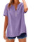 Oferta del Dia Flash Prime Mujer Camisetas Manga Corta Oversize Mujer Blusas De Elegantes Algodon Verano Vestidos Camisa Flamenca Camiseta Blanca Cuello Pico Blusa Talla Grande Morada Amarillo