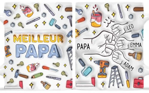 Cadeau Plus Mug Personnalisé Prénom - Le Meilleur Papa Papy - Cadeau fete des peres personnalisable, Tasse papa original, Papi mug, Tasse grand pere (Modèle 4)