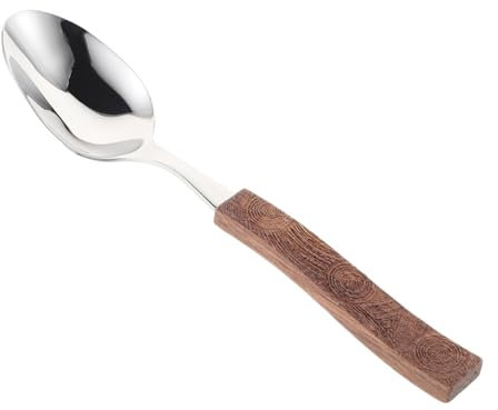 ABOOFAN Esslöffel Aus Edelstahl Löffel Mit Holzgriff Löffel Servieren Buffet-servierlöffel Aus Edelstahl Löffel Aus Metall Metalllöffel Löffel Zum Servieren Von Speisen Hölzern Hellbraun