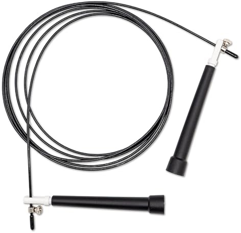 Corda per Saltare Professionale. Manico Ergonomico e Antiscivolo con Cuscinetti a Sfera Veloci e Silenziosi. Lunghezza Regolabile. Per tutti gli Sport Palestra e/o Boxe.