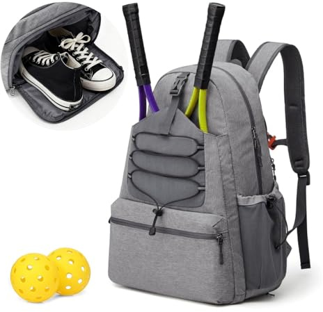 VGECEE Tennistasche Tennisrucksack 52x40x23CM Pickleball Schläger Tasche | Große Padel Tennis Racket Tasche, Badminton Schlägertasche, Rucksack Hält 4 Schläger mit Schuhfach, für Badminton Schläger